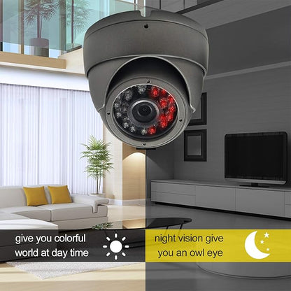 Analog CCTV Camera HD 1080P 4-in-1 (TVI/AHD/CVI/960H Analog) Security Dome Camera Outdoor Metal Housing, 24 IR-LEDs True Day & Night Monitoring 3.6mm Lens (Grey)