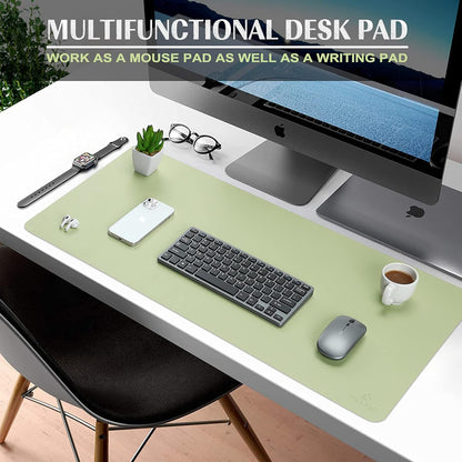 K KNODEL Large Office Leather Desk Mat, Mouse and Keyboard Pad, Computer and Laptop Mat, Desktop Protector and Cover, Writing Pad and Blotter (31.5"x15.7", Light Green)
