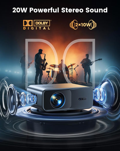 [Official Google TV]Smart-Outdoor-Projector 4K Supported, Home Theater Projector with Wi-Fi 6 & Bluetooth, Movie Proyector with Dolby for Indoor & Outdoor WIMIUS G1 (Gray, Standard)