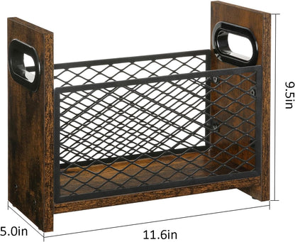 YINMIT Magazine Holder, Magazine Rack for Desktop and Home Office, Farmhouse File Storage Basket for Letters, Magazines, Books, Newspapers (Small)