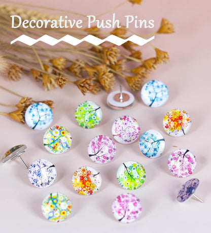 24Pcs Plants Push Pins Decorative Thumb Tacks Cute Office Decor for Cork Board Bulletin Board, Desk Accessories Aesthetic,Classroom,Home Decor(Tree)