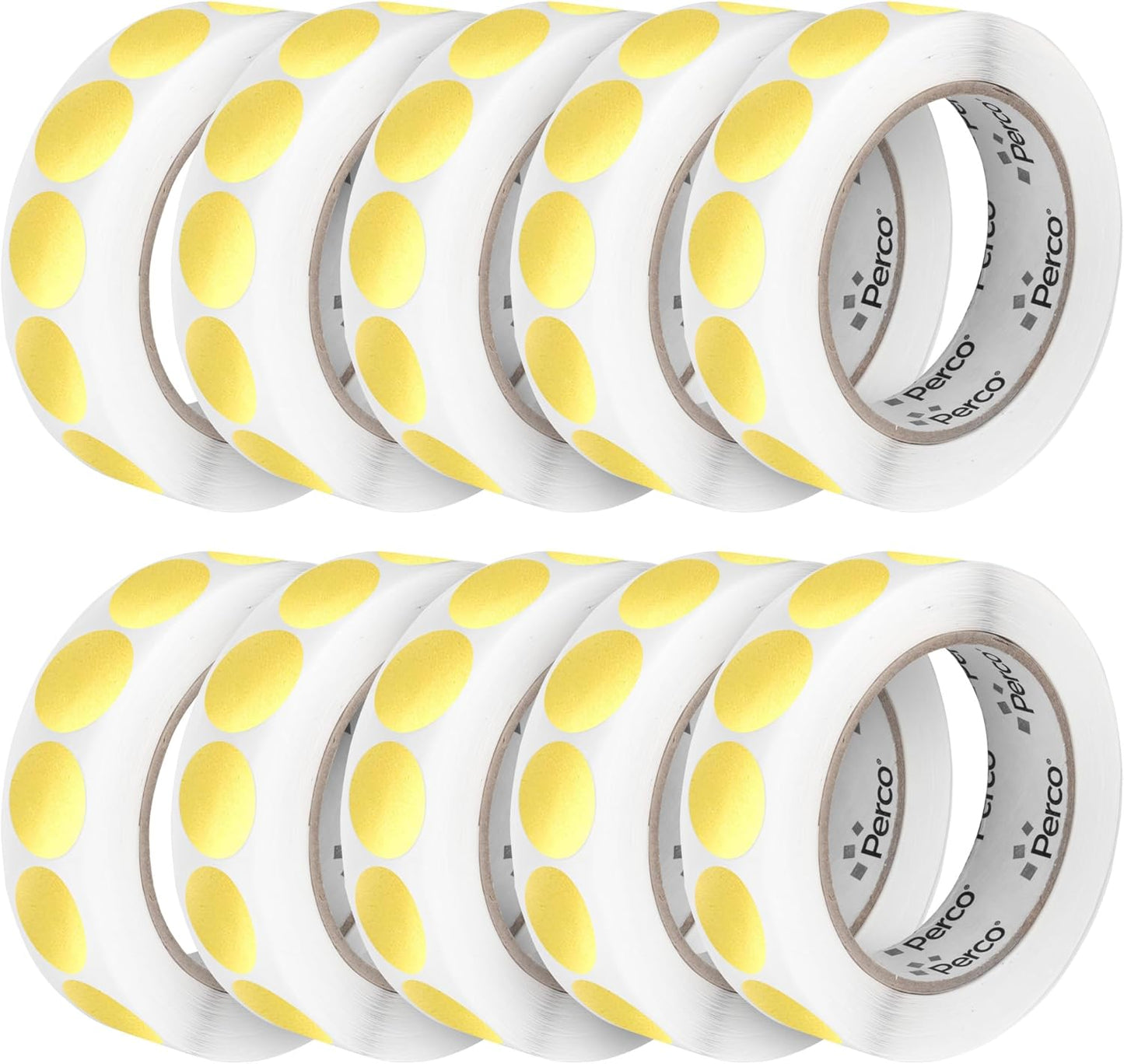 Perco Metallic Gold 1-Inch Perforated Circle Dot Sticker Labels — 10 Rolls, 10,000 Round Stickers — with Permanent Adhesive for Awards, Invitations, Events, Gift Packaging, Crafting — Made in USA