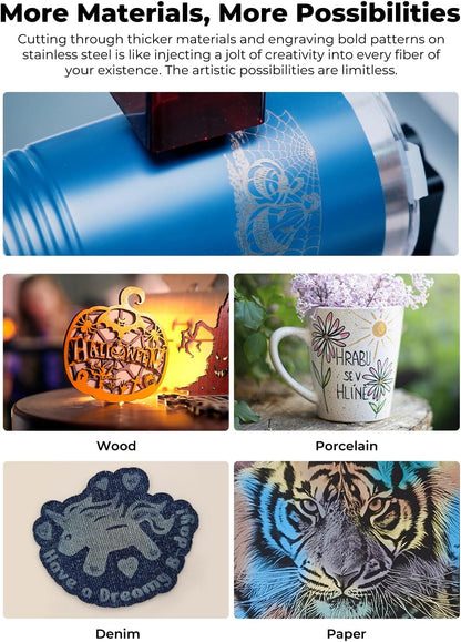 Creality 10W Laser Engraver, Falcon Pro with 3-in-1 Laser for Wood Engraving, 72W Efficient Laser Engraving Machine Fit, for Wood, Metal, Paper, Acrylic, Leather, Glass Tumbler Ring, 17" x 16"