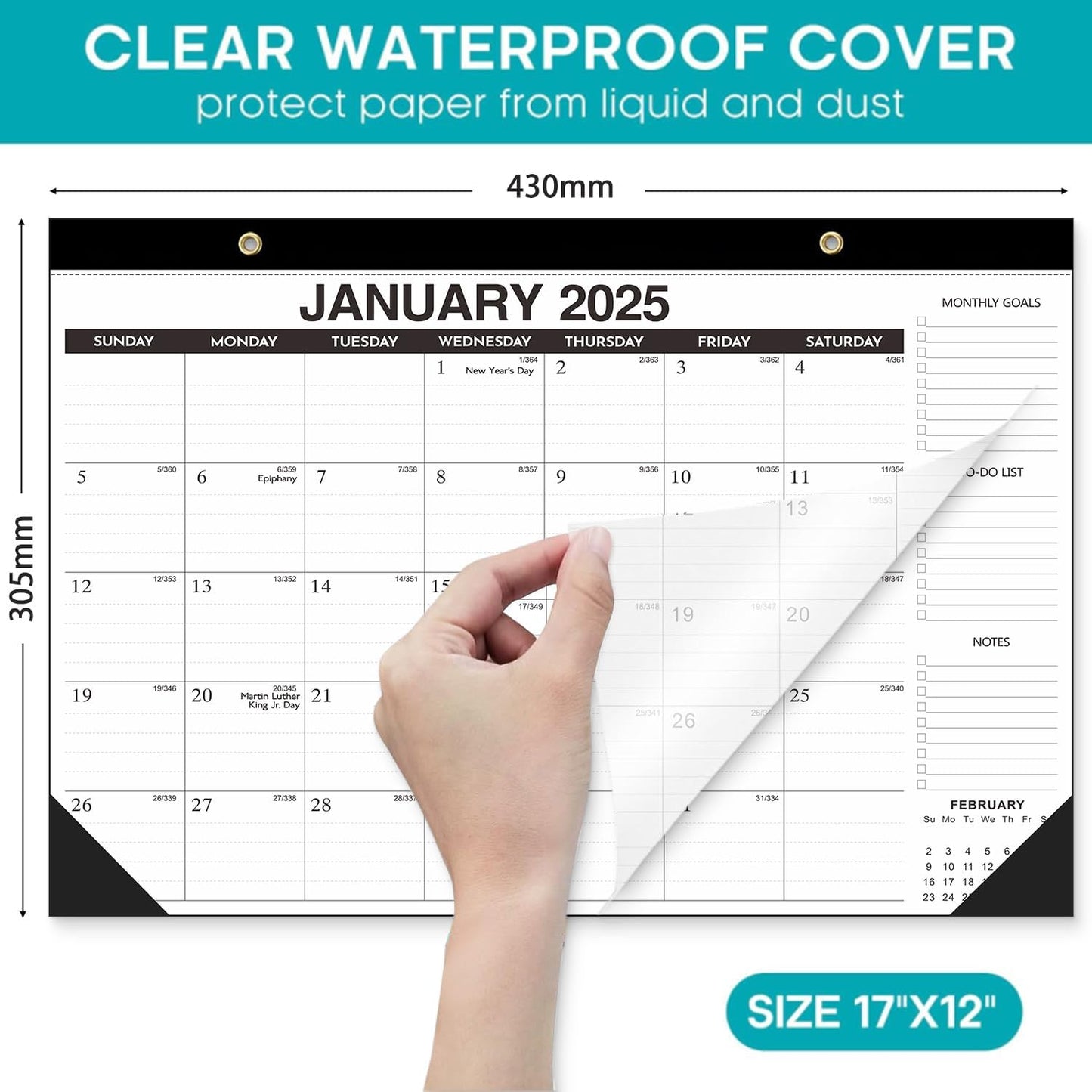 Kyweel 2025-2026 Desk Calendar, 12 Month Desk Calendar/Wall Calendar Combo, 17" x 12", July 2025-June 2026, Highlight Holidays, Planning Calendar, Thick Paper