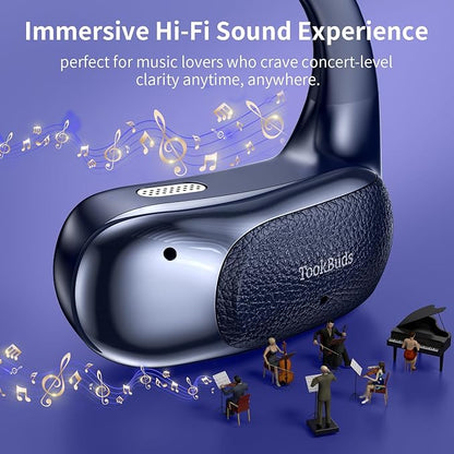 AI Translation Earbuds Real Time, 145 Language Translator Earbuds, Open-Ear Bluetooth 5.4, No Subscription, 60H, USB-C Fast Charge, Translation Headphones for Business Travel Learning (Midnight Blue)