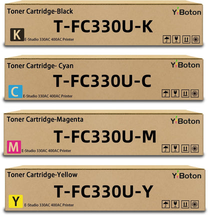 High Yield TFC330U T-FC330U Toner Cartridge Replacement for Toshiba T-FC330U-K T-FC330U-C T-FC330U-M T-FC330U-Y Toner Compatible for Toshiba Work with E-Studio 330AC 400AC Printer (4 Pack)