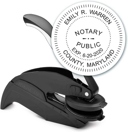 MaxMark Notary Seal Round Embosser for Maryland State - Includes Gold Burst Seal Labels (50 Count)