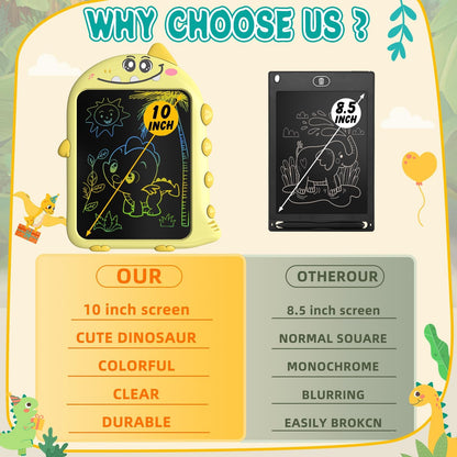 Travel Toys for Toddlers, 10 Inch LCD Writing Tablet for Kids, Dinosaur Drawing Board with Stylus, Erasable Doodle Pad for Airplane, Educational Learning Toy for Ages 2+ Years Old Easter Birthday Gift