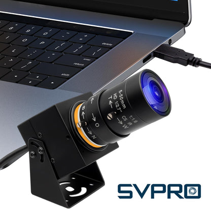 SVPRO 2MP Global Shutter USB Camera 90FPS High Speed Camera with 5-50mm Zoom Lens,Manual Focus Webcam for Glof Swing,10X Optical Zoom Industrial Video Camera USB Plug and Play for Computer