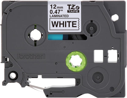 Brother Genuine TZe231~1/2” Black Print on White Label Tape. Each: 0.47 in x 26.2 ft (12 mm x 8 m)