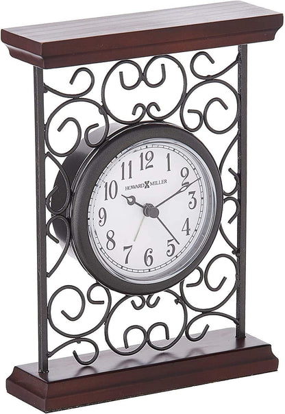 Howard Miller Mildred Table Clock - Vintage Analog Desk Alarm Clock with Quartz Movement - Battery Operated, Quartz Movement, Arabic Numerals - Wooden Tabletop Accent for Classic and Modern Decor