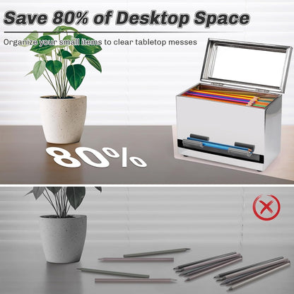 Stainless Steel Pencil Dispenser/Pen Holder for Classroom Home Restaurant for Bulk Pencils Storage/Unwrapped Drinking Straws Storage (Silver)