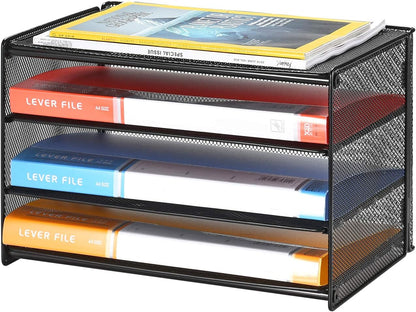 Samstar Paper Letter Tray, 3 Tier Desk File Organizer Paper Sorter Letter Shelf Rack, Mesh Made,Black ...