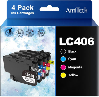 LC406 Ink Cartridges Compatible for Brother LC406 LC406XL Ink Cartridges Work for Brother MFC-J4335DW MFC-J4535DW MFC-J5855DW MFC-J6955DW MFC-J6555DW Ink (4 Pack)