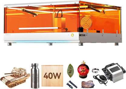 TOOCAA 40W Laser Engraver and Cutter Machine with No-Charge Software Air Assist,22" x 22" Bed Size, Enclosed Laser Engraver Cutting Machine for Tumblers Wood Metal Acrylic Leather