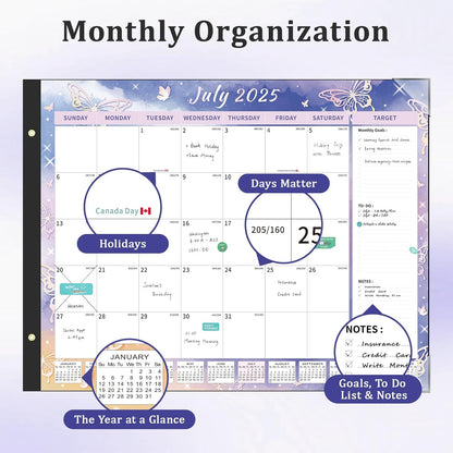 Ospelelf Desk Calendar 2025-2026 Large 22"x17" Monthly Family Planner Pad with Protective Cover 18 Months July 2025 to December 2026 Diversified