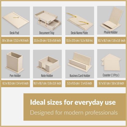 MOOGCO Luxury Leather Desk Pad & Desk Organizer Set, Bonded Leather