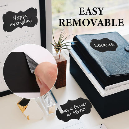 Chalkboard Labels 500 PCS, Reusable Black Labels for Jars, Suitable for Storage Boxes,Food Containers, Spice Containers, Kitchens, Weddings, Craft Making