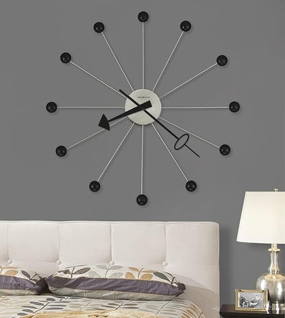 Howard Miller Ball Clock II Wall Clock, Retro Wall Clock, Mid Century Clock, Sunburst Wall Clocks, Battery Operated, Decorative Vintage Wall Clocks for Home or Office