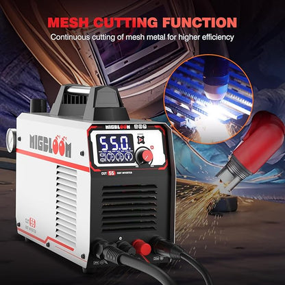 Plasma Cutter 55Amp Non Touch Pilot Arc Non-High Frequency,Non-Touch Dual Voltage 110V/220V Plasma Cutting Machine with LCD Screen IGBT Inverter 3/4'' Max Cut, Post Flow Mesh Cut 2T/4T
