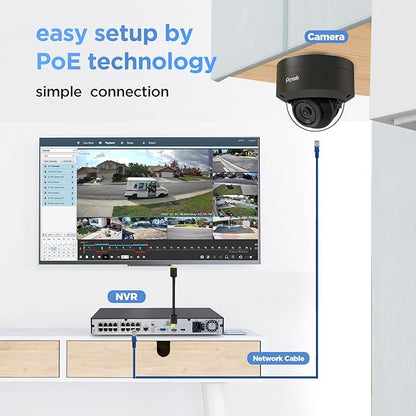 16 Channel Security Camera System 4K PoE, 16x 8MP IK10 Vandal Proof Dome Camera w/Smart Human Vehicle Detection, Wired IP Camera Outdoor Built-in Mic, 4K 8MP 16CH NVR 4TB HDD, PD54B1616-8M