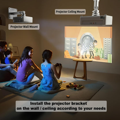 Projector Stand - Single Hole Hanging Height Adjustable Ceiling/Wall Mount, Aluminum Alloy Material, Load 33 lbs - Silver