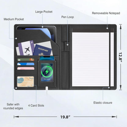 Ospelelf Foldable Leather Clipboard Padfolio with Notepad 8.5 x 11, Business Clipboard Portfolio Organizer, Flowers