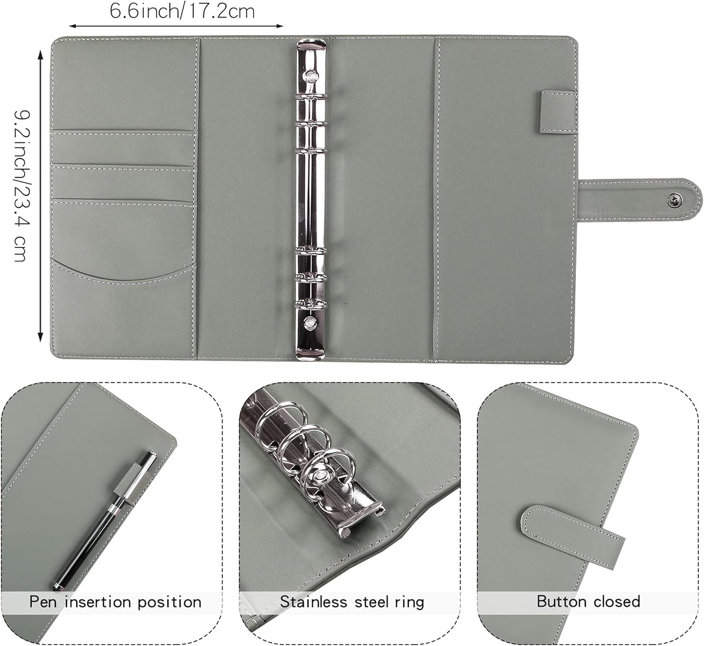 Money Saving Binder, Savings Challenges Book with for Cash Envelopes, 12pcs Zipper Envelopes A5 Budget Binder, Budget Planner for Managing Budgets and Saving Money -(Gray-9.2IN)