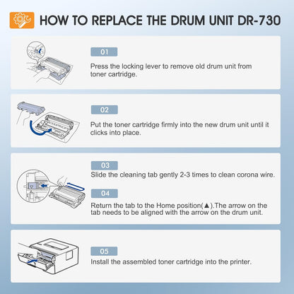 DR730 DR-730 Drum Unit 2-Pack Compatible Replacement for Brother Drum DR730 DR-730 DR 730 for MFC-L2710DW MFC-L2750DW HL-L2395DW HL-L2370DW DCP-L2550DW MFC-L2750DWXL Printer (Black，Not Toner)