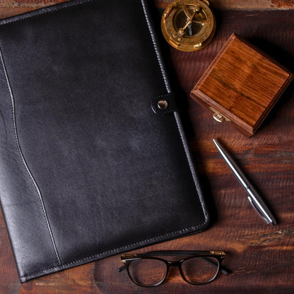 Leather Portfolio - Professional Portfolio Organizer, Resume Folder, Leather Padfolio for Men and Women, Business Portfolio with cardholder, Portfolio Folder - Leather Folder