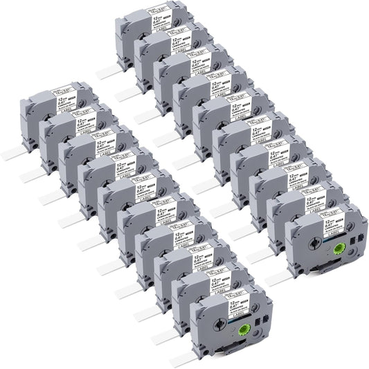 20PK TZE-231 Compatible with Brother P Touch Label Tape 12mm 0.47 White Refill TZe-231 Label Tape for Brother P-Touch Label Maker PT-D210 PT-H110 PT-D220 8m 26.2ft