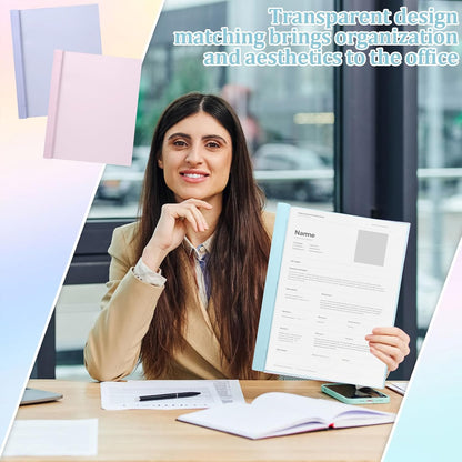 6 PCS Pastel Plastic Report Covers with 3 Prongs Clear Front Presentation Folders 3 Prong Folders for Resume Portfolio Document Report Letter Proposal School Classroom Office Supplies (Pastel)