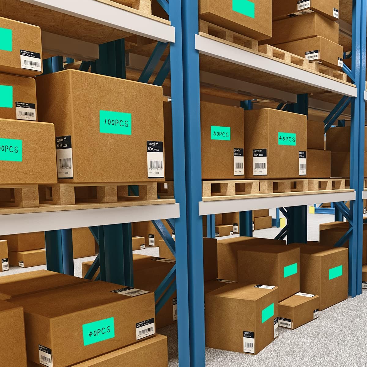 PARLAIM 5" x 3" Rectangle Color Coding Labels,500 per Inventory Labels Color Code Stickers Dispenser Box,Aqua Sticker Labels for Inventory &Family School Storage Bins Label (Aqua)