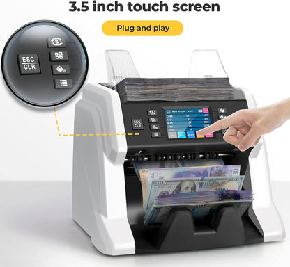 RIBAO BC-55 Premium Bank Grade Money Counter Machine Multi Currency Mixed Denomination Bill Cash Value Counter 2 CIS/UV/MG/MT/IR Serial Number Recording FCC Approved