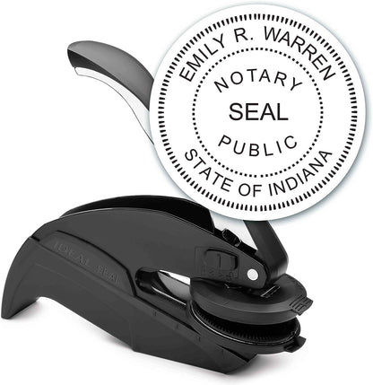 MaxMark Notary Seal Round Embosser for Indiana State - Includes Gold Burst Seal Labels (50 Count)