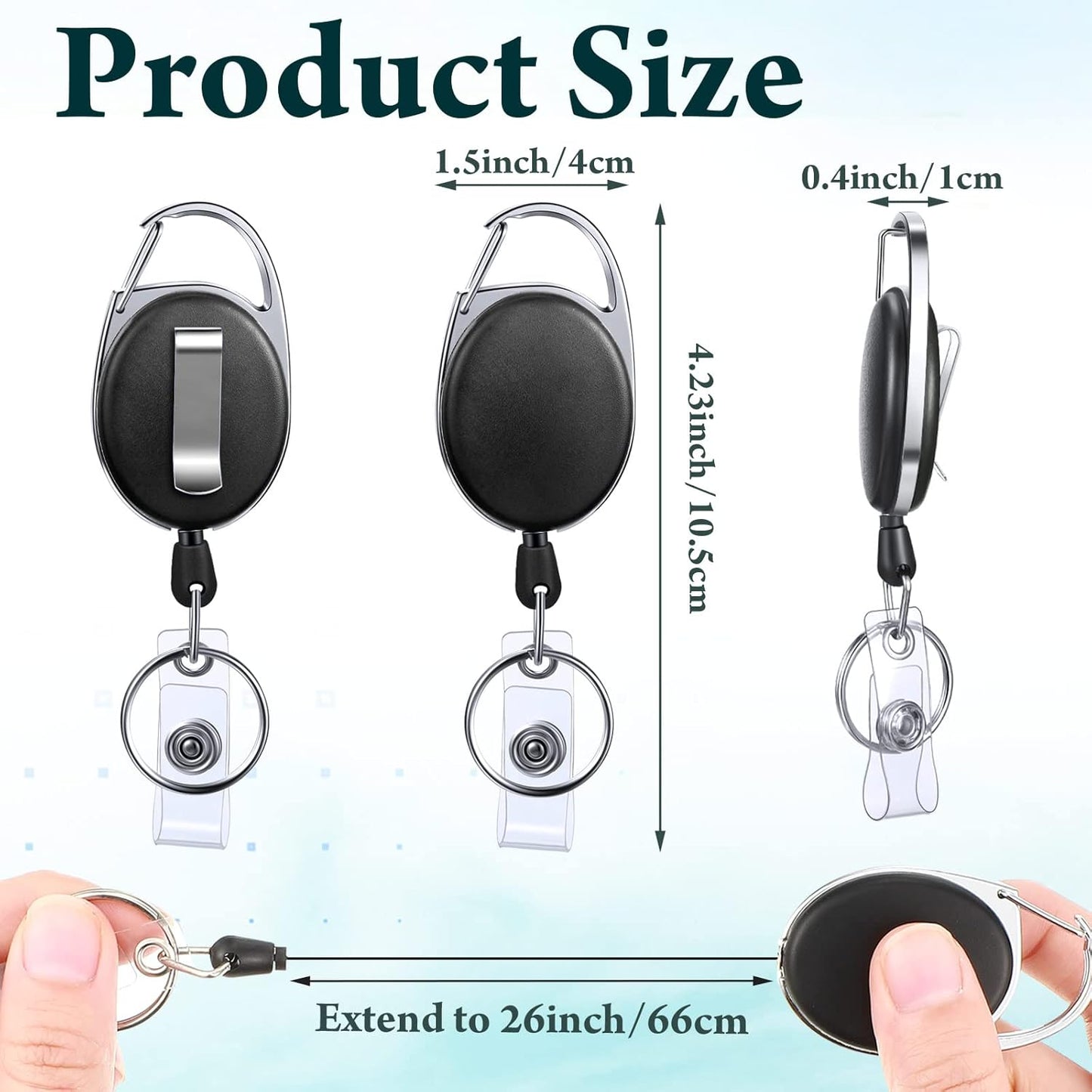 Yaomiao 100 Pack Retractable Badge Holder Reel with Clips Heavy Duty ID Card Holder Reels Bulk with Key Ring for Office Worker Doctor Nurse Employee School Students (Black)