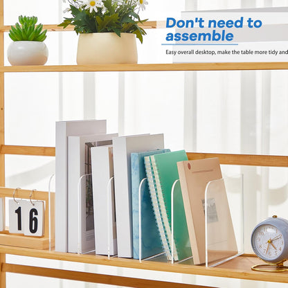 Suzile 2 Sets of Clear Acrylic Magazine Holder with 5 Vertical Compartments Magazine File Holder Acrylic Desk Organizer Book Rack for Desk Sorter Paper Folder Office Accessories Storage Organization