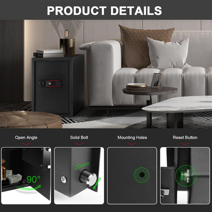 TIGERKING Biometric Fingerprint Safe Box, 1.8 Cubic Feet Digital Keypad Security Safes with Removable Shelf, Quick-Access Smart Biometric Safe for Home and Office