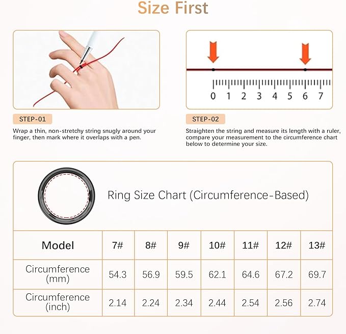 Fit Ring, Smart Health Rings for Women Men with Heart Rate,Blood Oxygen,HRV,Stress Level, Sleep Monitor, Step Tracker, No Subscription Fee, IP68 Waterproof Smart Ring for iphone &Android (Black, 10#)