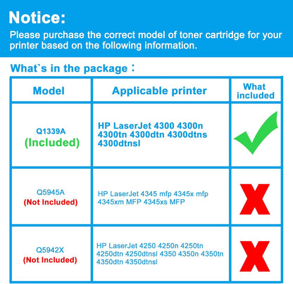 LCL Compatible Toner Cartridge Replacement for HP 39A Q1339A 4300 4300n 4300tn 4300dtn 4300dtns 4300dtnsl (1-Pack Black)