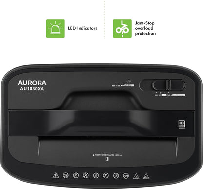 Aurora AU1030XA 10-Sheet Crosscut Paper/Credit Card Shredder with 4.4-Gallon Wastebasket