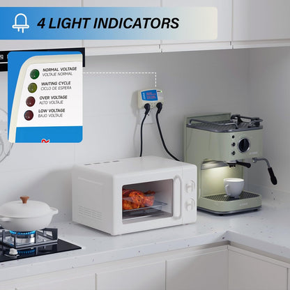 BSEED Surge Protector for Home Appliance 3 Outlet Surge Protector for Refrigerator Voltage Protector for TV, PC, PS5, Air-Conditioning and Other Valuable Household Electronic 125V, 1875W, 4 Pack