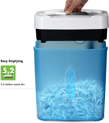 Aurora AU1232XA Anti-Jam 12-Sheet Crosscut Paper/Credit Card Shredder with 5.2-Gallon Wastebasket (White/Semi Translucent Blue)