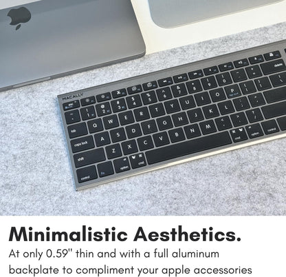 Macally Wireless Bluetooth Keyboard for Mac - Compatible Apple Keyboard or MacBook Pro/Air, iMac - Multi-Device, Up to 3 Devices with 110 Keys, 20 Shortcuts, Numeric Keypad, and Rechargeable