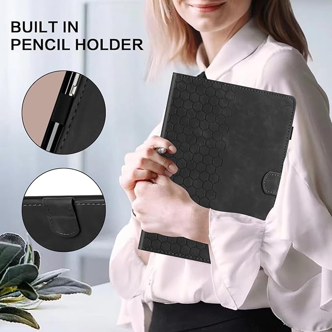 Case for Samsung Galaxy Tab S10 Plus 2024/ S9 FE Plus 5G 12.4 Inch 2023, Multi-Angle Viewing Smart Stand with Pocket Auto Wake/Sleep PU Leather Tablet Cases Flip Folio Cover Black