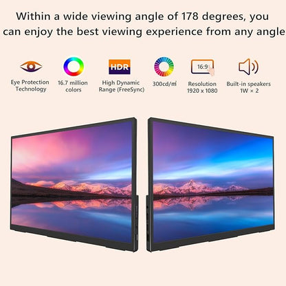 Portable Monitor Touchscreen, 15.6''Laptop Screen Extender, FHD IPS Touch Screen, Travel Monitor with Kickstand & Speaker, HDMI USB C External Monitors for Laptop Phone Computer Xbox Switch