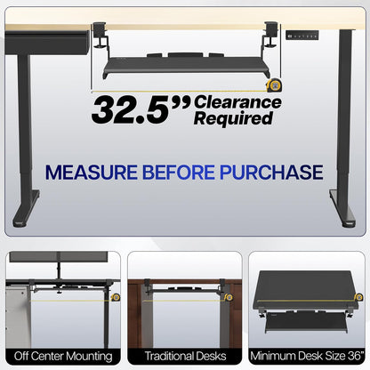 VIVO Large Height Adjustable Under Desk Keyboard Tray, C-clamp Mount System, 27 (33 Including Clamps) x 11 inch Slide-Out Platform Computer Drawer for Typing, Dark Walnut, MOUNT-KB05HD