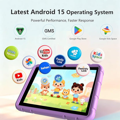 Kids Tablet, 10 inch Android 15 Tablet for Kids, 20GB RAM 128GB ROM Octa-Core 6000mAh Battery Childs Tablets with Shockproof Case, Bluetooth, WiFi, Parental Control, Dual Camera, GPS