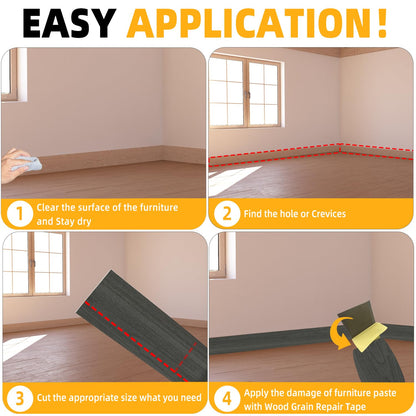 GSCIT Club Dark Walnut Wallpaper, 2.4 inch X 15ft Self Adhesive Wood Grain Repair Tape Dark Walnut Repair Patch for Tables, Chairs, Baseboards, Doors, Windows, Floors, Handicraft DIY.