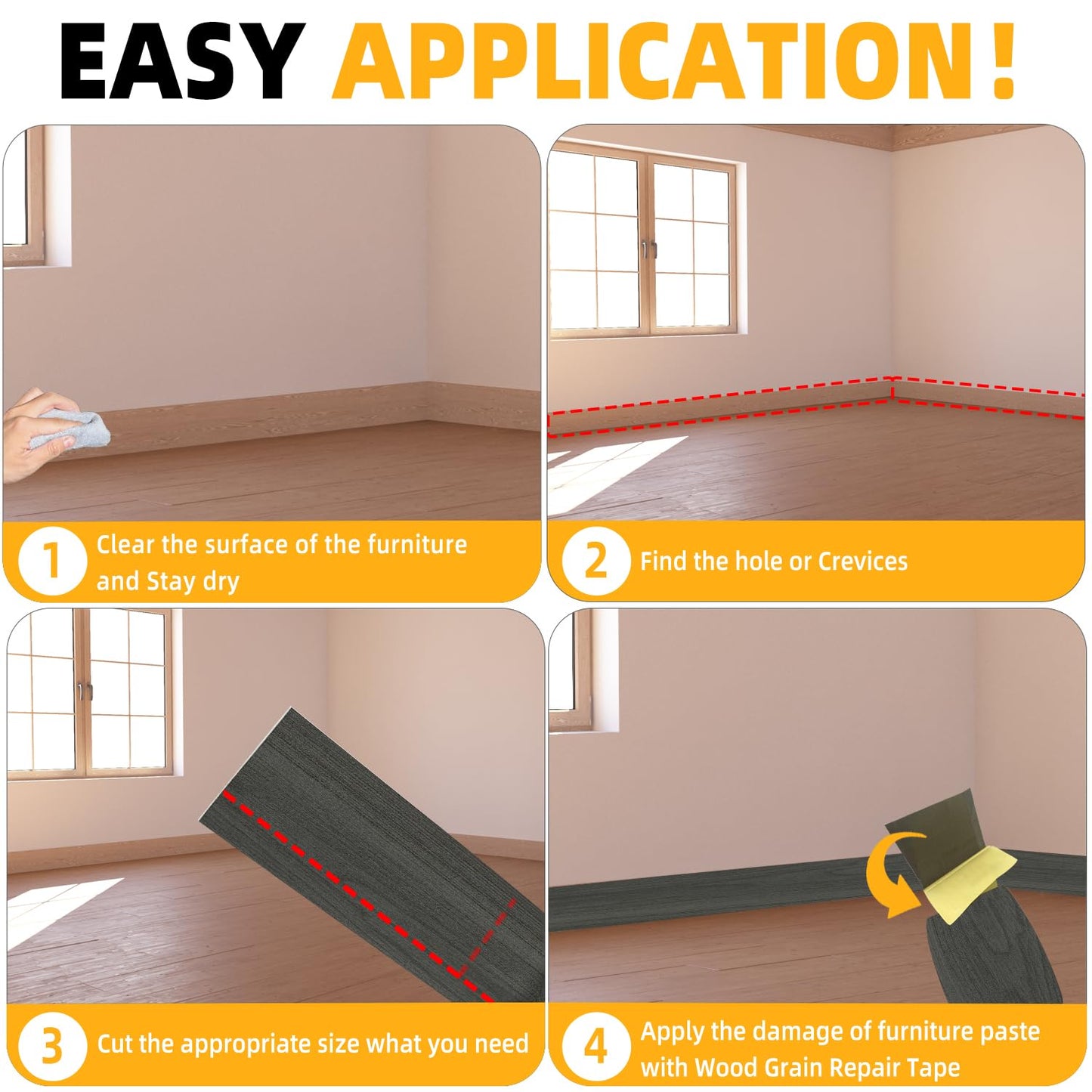 GSCIT Club Dark Walnut Wallpaper, 15.7 inch X 15ft Self Adhesive Wood Grain Repair Tape Patch for Tables, Chairs, Baseboards, Doors, Windows, Floors, Handicraft DIY.